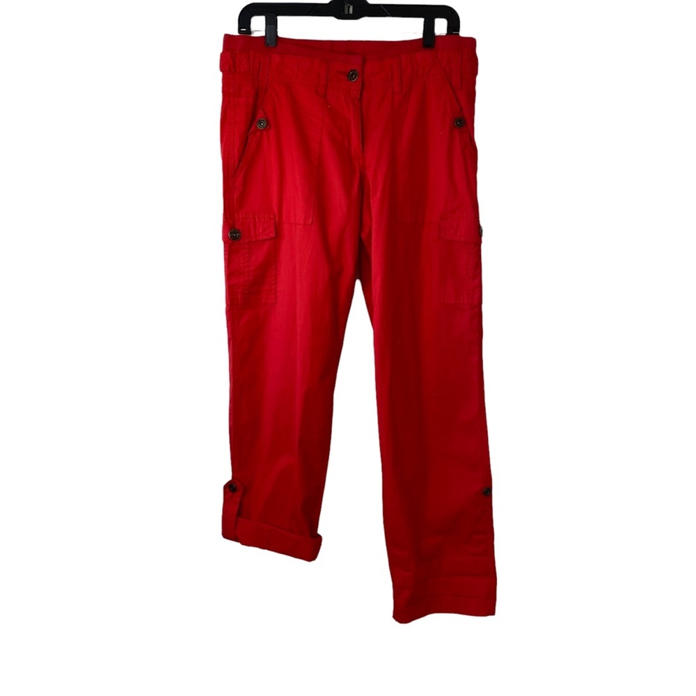 WAM What About Me Women's Cotton Red Cargo Pants Pockets Size 11/12 Stretchy.